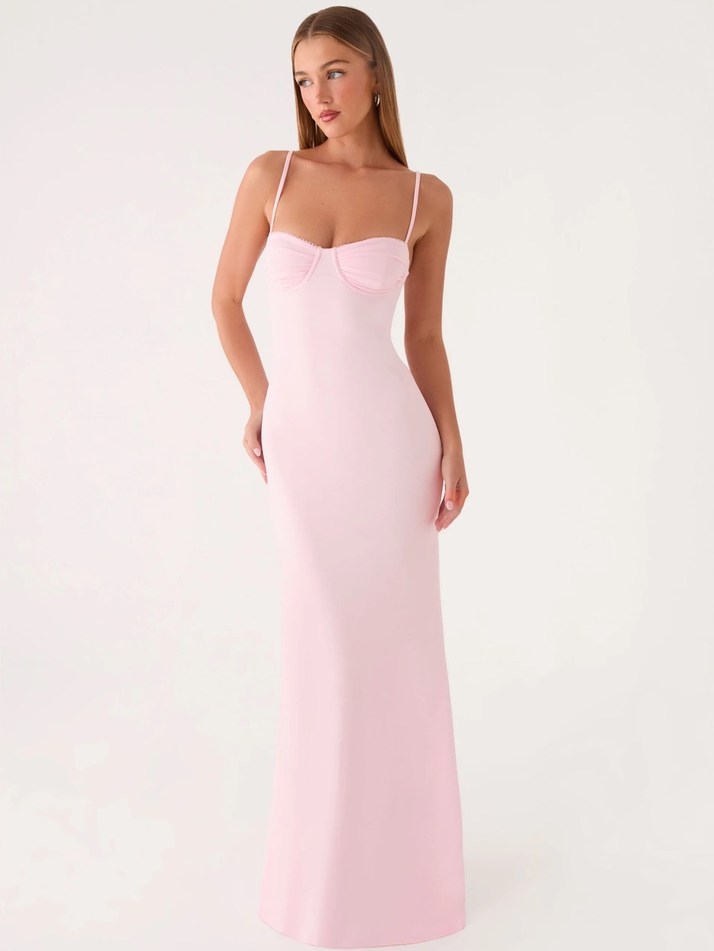 Peppermayo Blush Pink Fitted Maxi Dress
